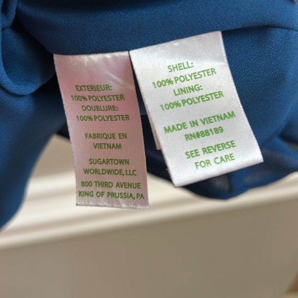 Lilly Pulitzer Blue Double V Neck Flowy Lined Sleeveless Blouse Size XL - Picture 5 of 9